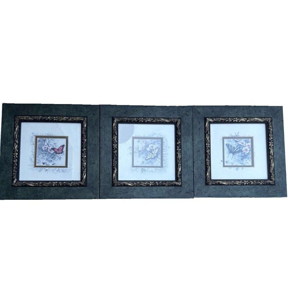 3-Theresa Politowicz Heires Framed Art Of Butterflies And Flowers 9x9 Framed